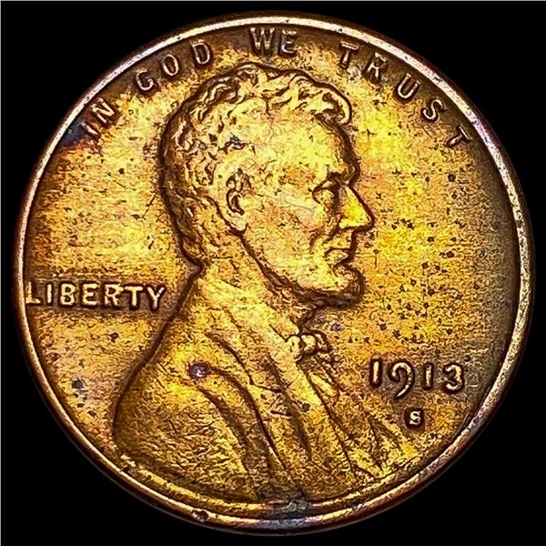1913-S Lincoln Wheat Cent CLOSELY UNCIRCULATED