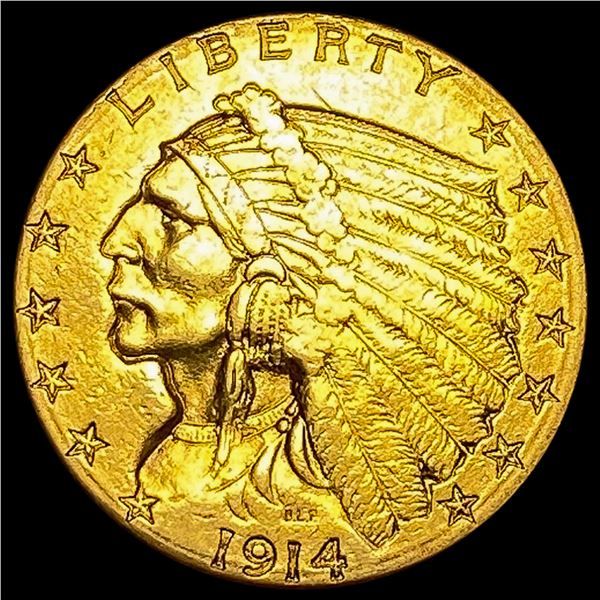 1914-D Indian Head $2.50 Gold Quarter Eagl CLOSELY U