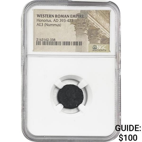 West Roman Honorius, AD 393-423 AE3 Nummus NGC