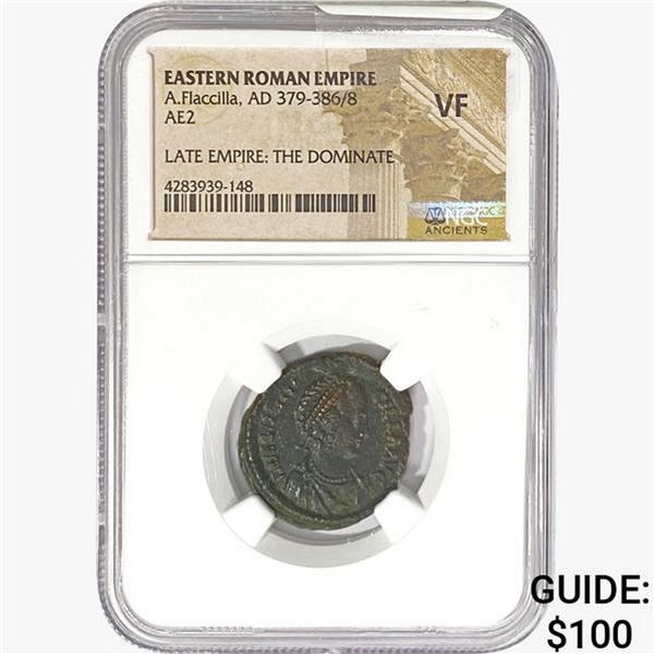 East Roman A. Flaccilla, AD 379-386/8 AE2 NGC VF
