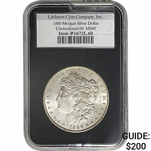 1886 Morgan Silver Dollar MS60