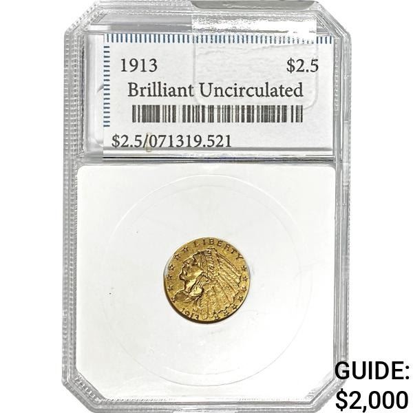 1913 $2.5 Indian Head Gold Quarter Eagle