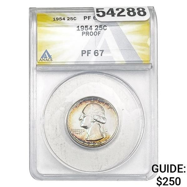 1954 Washington Silver Quarter ANACS PF67
