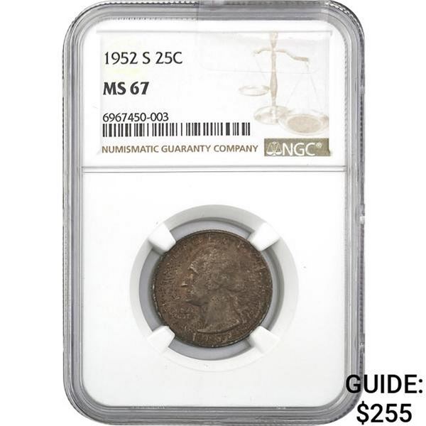 1952-S Washington Quarter NGC MS67