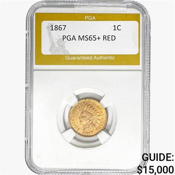 1867 Indian Head Cent PGA MS65+ RED