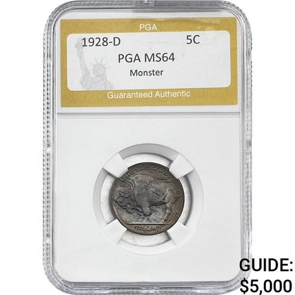 1928-D Buffalo Nickel PGA MS64 MONSTER