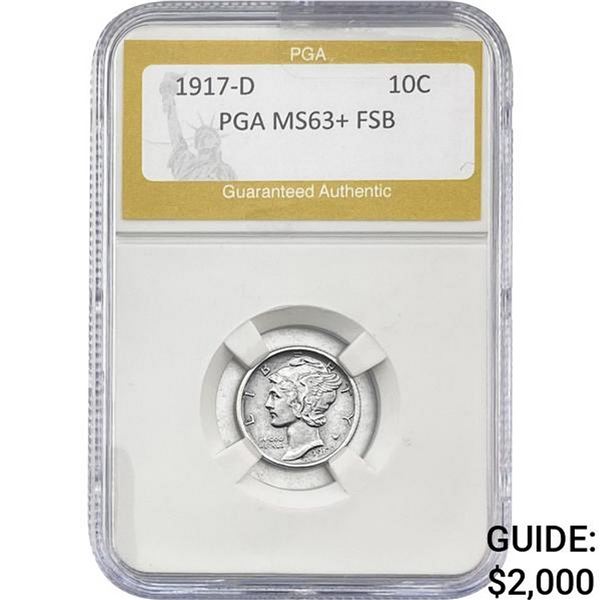 1917-D Mercury Silver Dime PGA MS63+ FSB