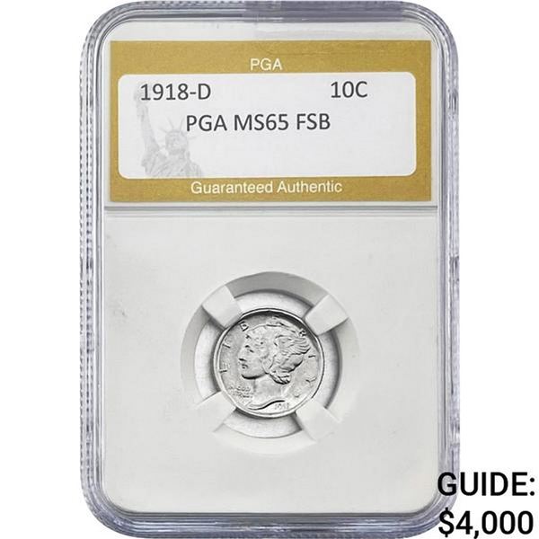 1918-S Mercury Silver Dime PGA MS65 FSB
