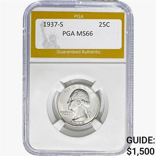 1937-S Washington Silver Quarter PGA MS66