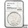 Image 1 : 1986 American Silver Eagle NGC MS69