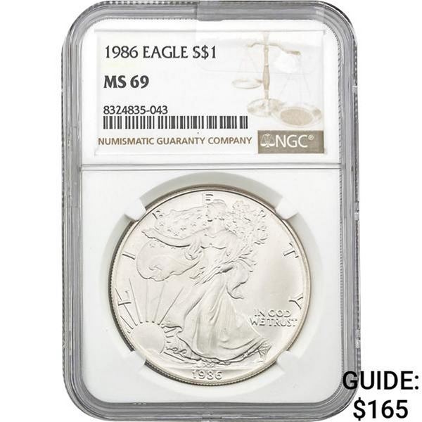 1986 American Silver Eagle NGC MS69