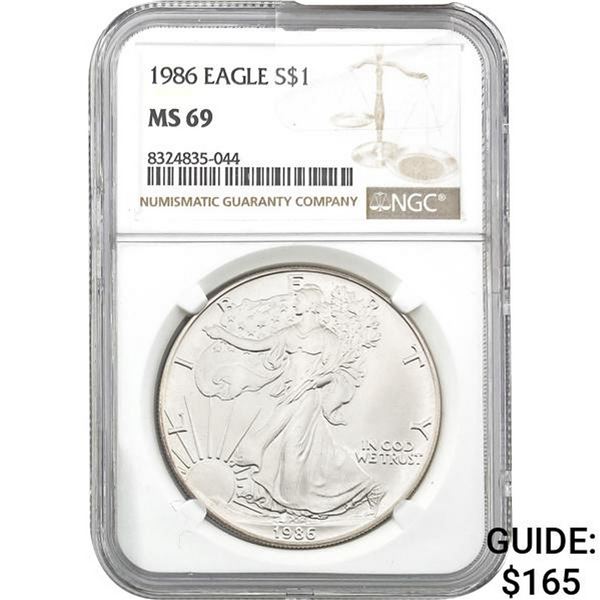 1986 American Silver Eagle NGC MS69