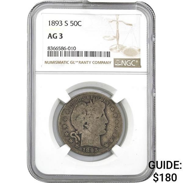 1893-S Barber Half Dollar NGC AG3
