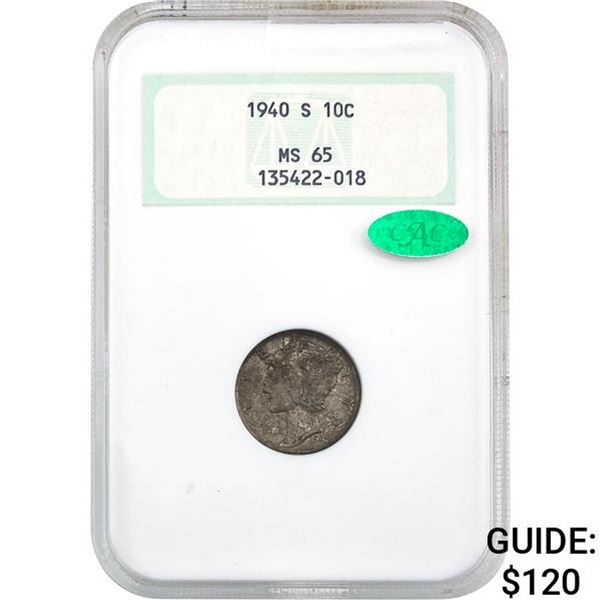 1940-S Mercury Dime NGC MS65