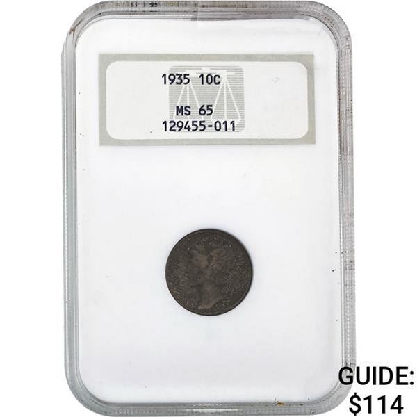 1935 Mercury Dime NGC MS65