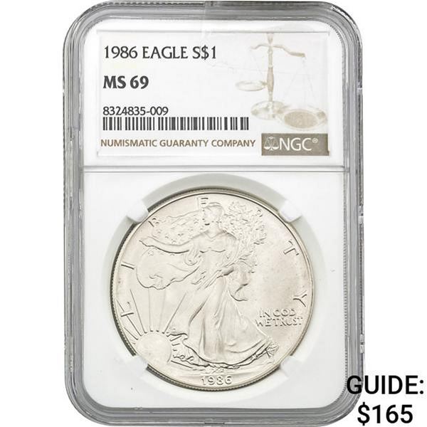 1986 American Silver Eagle NGC MS69