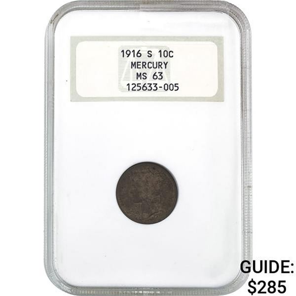 1916-S Mercury Dime GSA MS63