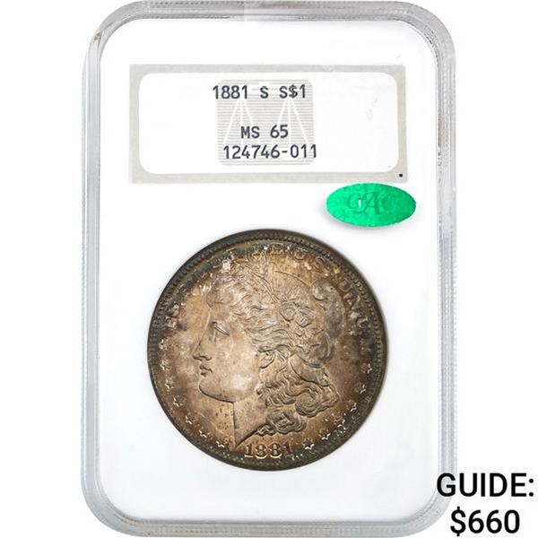 1881-S Morgan Silver Dollar CAC NGC MS65