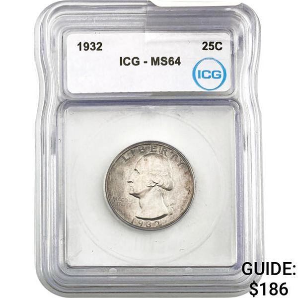 1932 Washington Quarter ICG MS64
