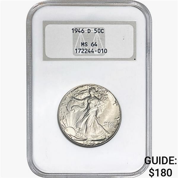 1946-D Walking Liberty Half Dollar NGC MS64