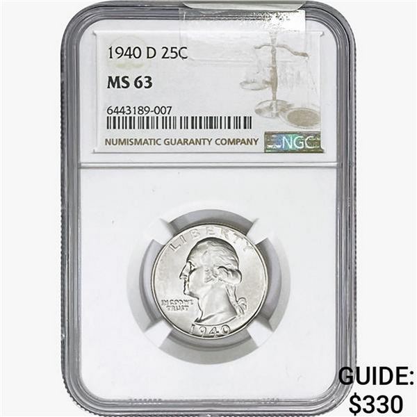 1940-D Washington Silver Quarter NGC MS63