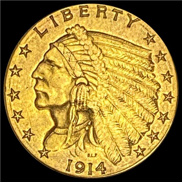 1914-D Indian Head $2.5 Gold Quarter Eagle CLOSELY U