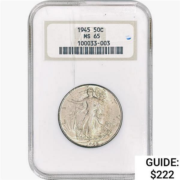 1945 Walking Liberty Half Dollar NGC MS65