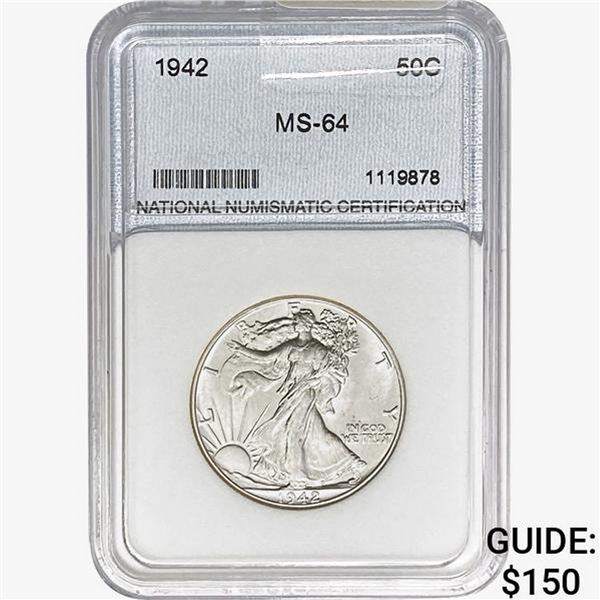1942 Walking Liberty Half Dollar NNC MS64