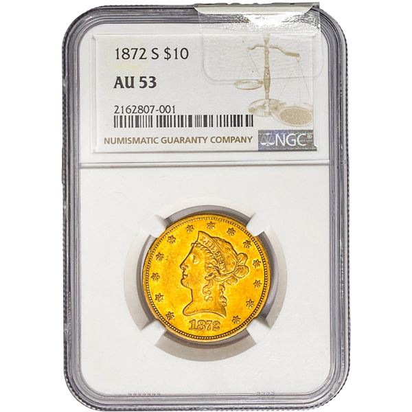 1872-S $10 Gold Eagle NGC AU53