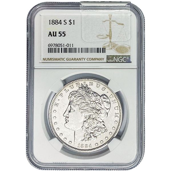 1884-S Morgan Silver Dollar NGC AU55
