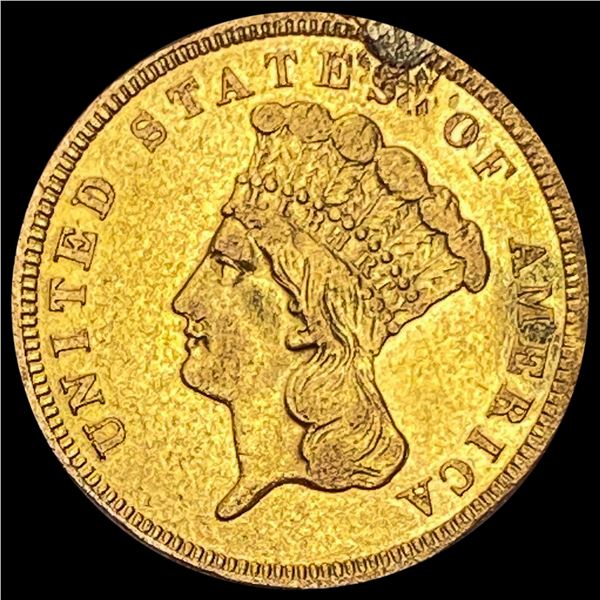 1859 $3 Indian Princess Head Gold LIGHTLY CIRCULATED