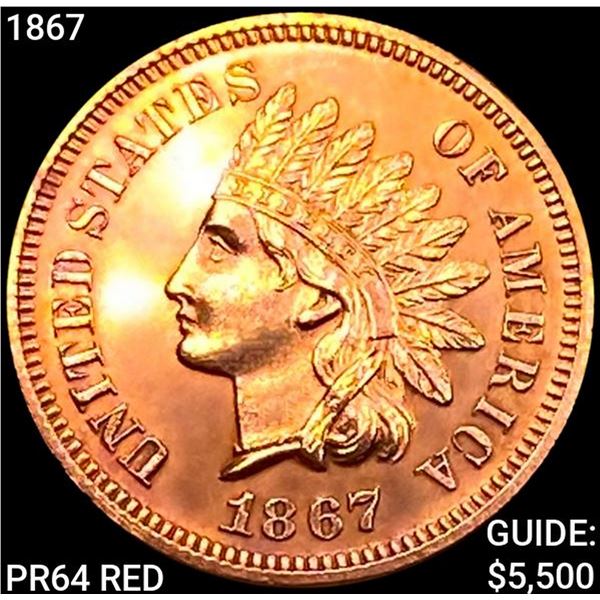 1867 Indian Head Cent GEM PROOF RED