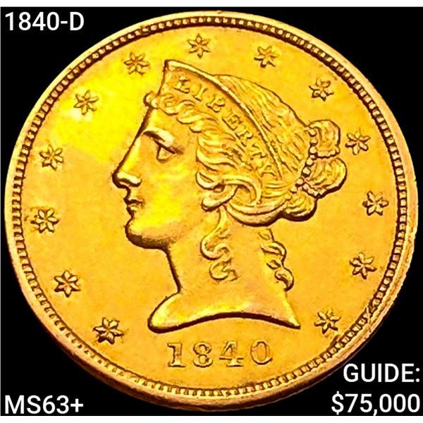 1840-D $5 Gold Half Eagle CHOICE BU+