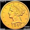Image 1 : 1847-D $5 Gold Half Eagle CHOICE BU