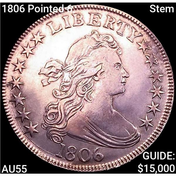 1806 Pointed 6, Stem Draped Bust Half Dollar HIGH GRADE