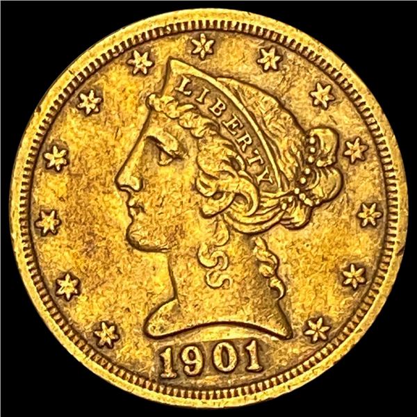 1901-S Liberty Head Half Eagle NEARLY UNCIRCULATED