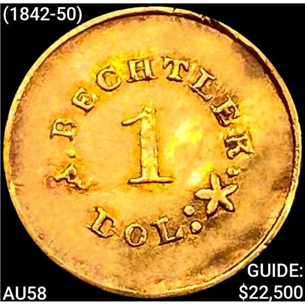 (1842-50) 27G 21C Bechtler Gold Dollar CHOICE AU