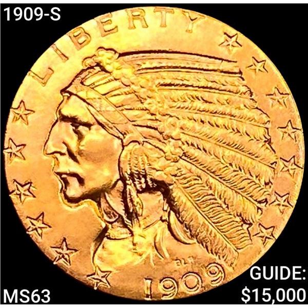 1909-S $5 Gold Half Eagle CHOICE BU