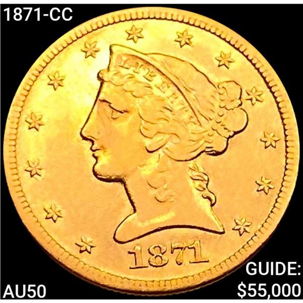 1871-CC $5 Gold Half Eagle CLOSELY UNCIRCULATED