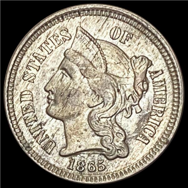 1865 Three-Cent Nickel NEARLY UNCIRCULATED