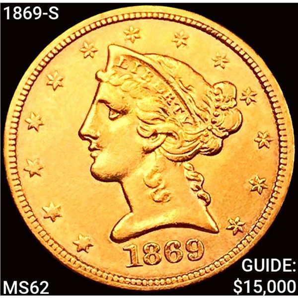 1869-S $5 Gold Half Eagle UNCIRCULATED
