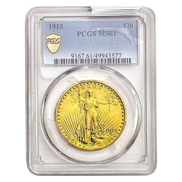 1915 $20 Gold Double Eagle PCGS MS61