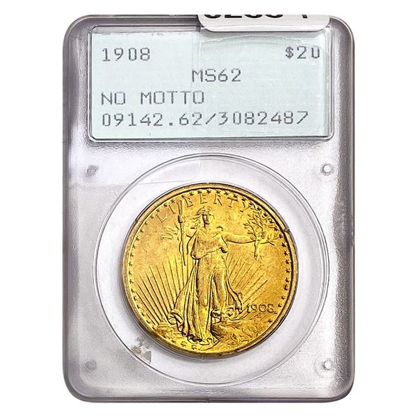 1908 $20 Gold Double Eagle PCGS MS62 No Motto