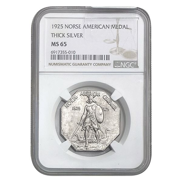 1925 Norse Silver American Medal NGC MS65 Thick