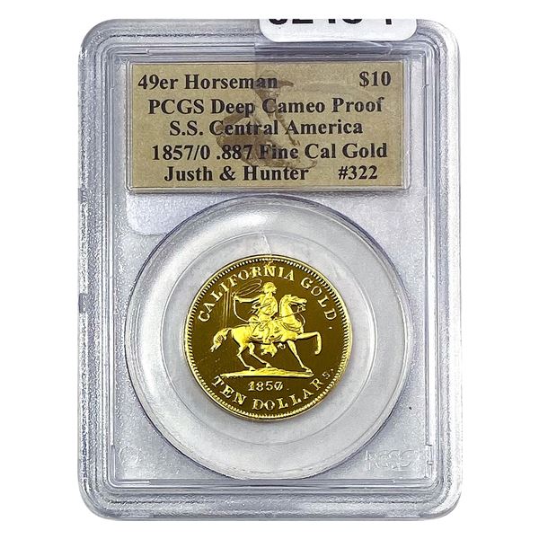 1857/0 $10 Gold 49er Horseman PCGS Cameo Proof