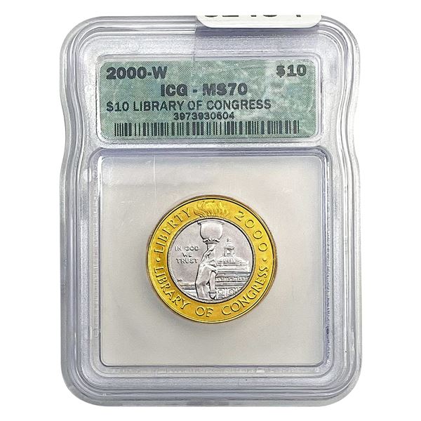 2000-W Gold/Platinum $10 Library of Congress ICG MS70