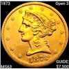 Image 1 : 1873 Open 3 $5 Gold Half Eagle CHOICE BU