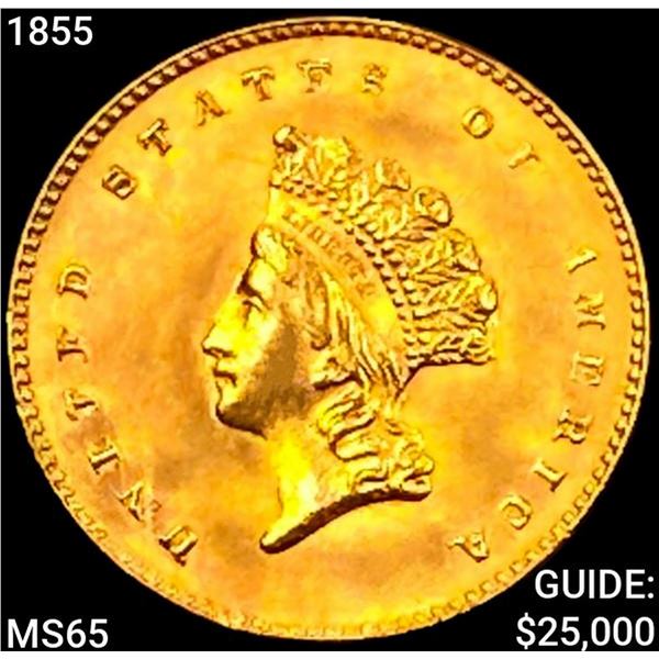 1855 Rare Gold Dollar GEM BU