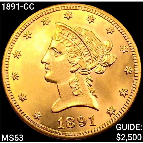 1891-CC $10 Gold Eagle CHOICE BU