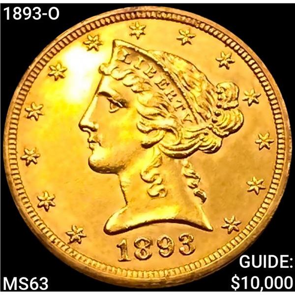 1893-O $5 Gold Half Eagle CHOICE BU